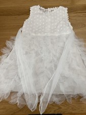 NNJKD 130 Young Girl White Dress Tulle Ruffles Flower Girl Wedding Party Dress