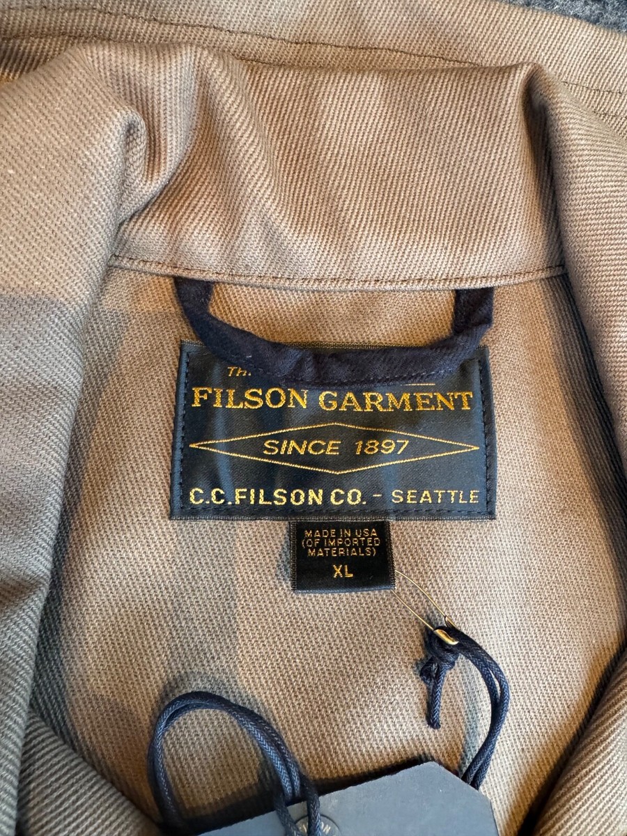 FILSON Rugged Twill Cruiser Heavy Cotton Jacket USA Made XL Sepia