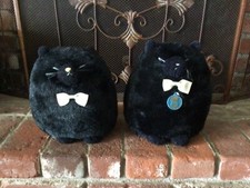 Pair VTG 1980 1982 DAKIN 10" BLACK CAT Plush Stuffed ANIMAL Japan Artist Society