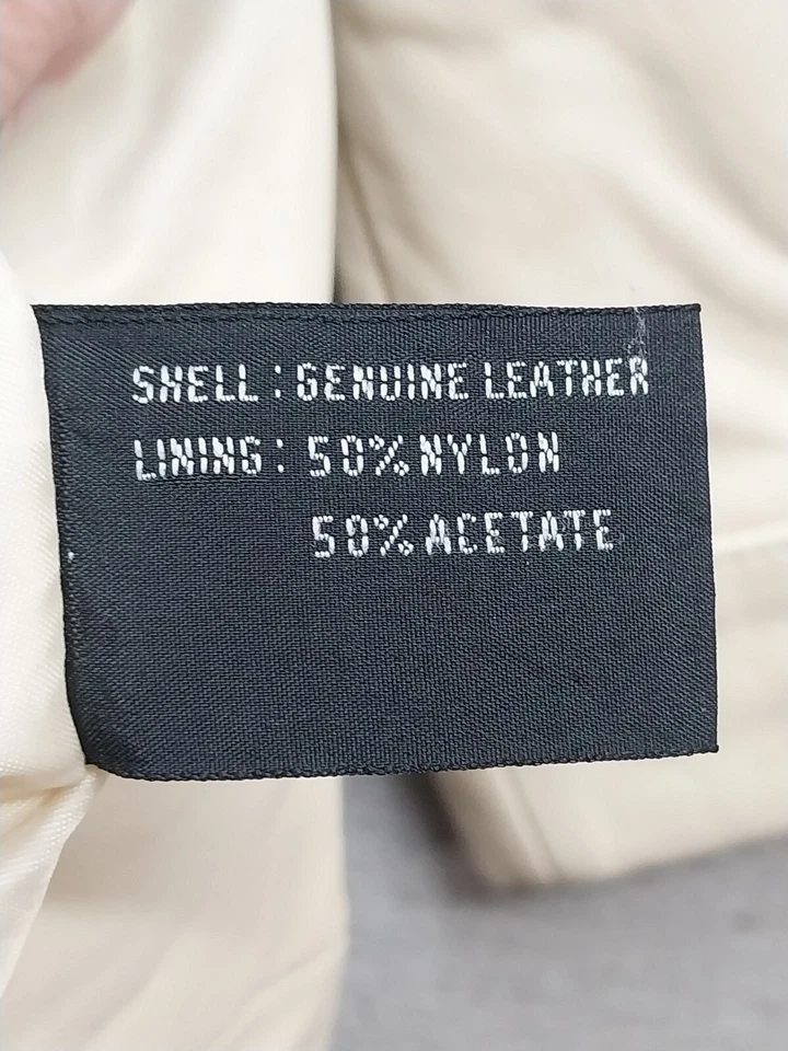 Chaqueta Blazer De Colección Tibor De Cuero Para Mujer Pequeña Tostada Marfil Suave Forrada 2 Botones Foto 4 de 4