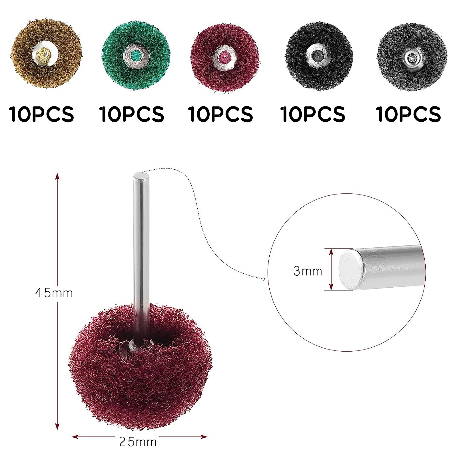 50Metal Polishing Buffing Wheel Burr Kit Rotary Tool Accessories Set