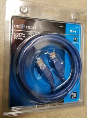 CE-TECH 3 Ft Blue  Cat 5E Patch Cord New
