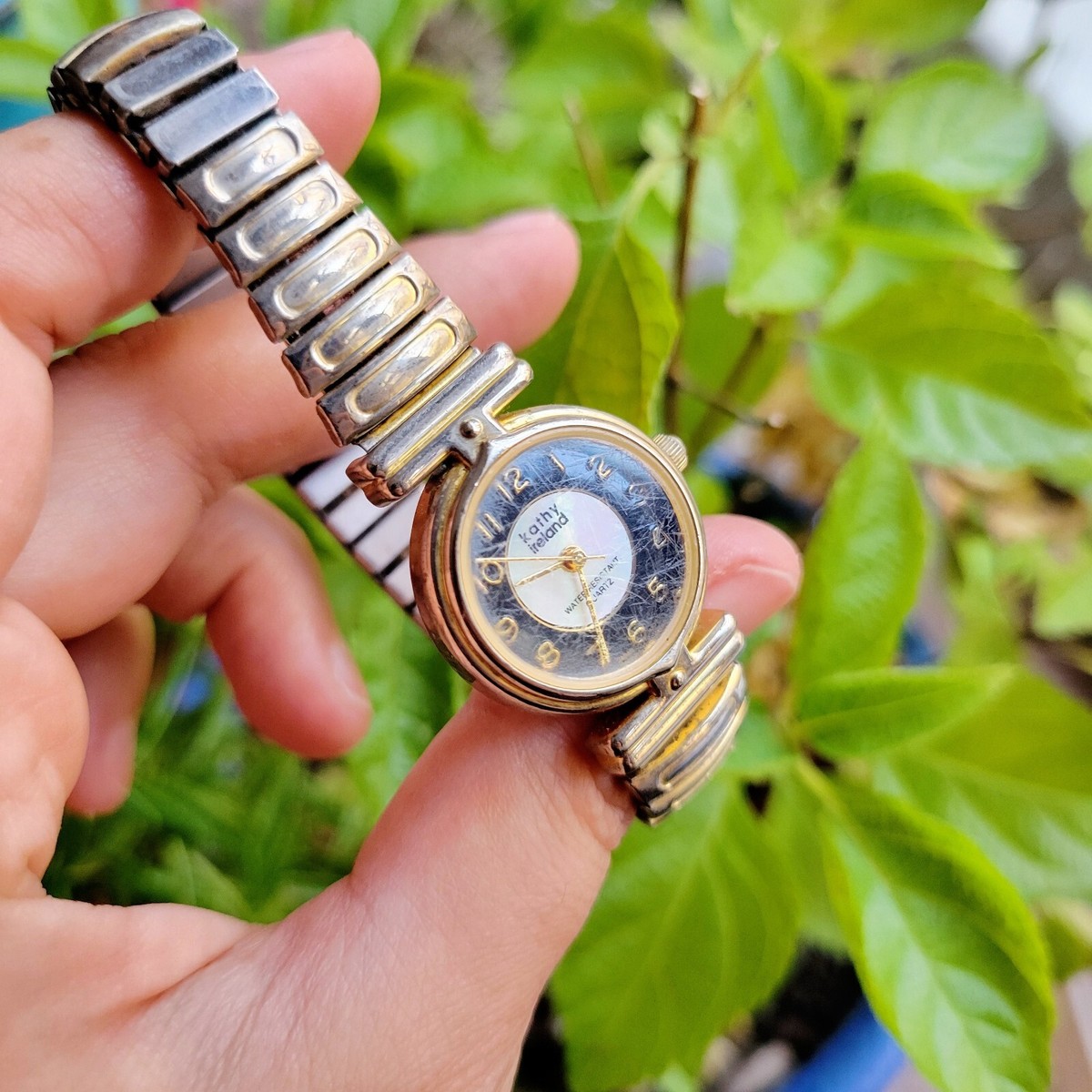 Kathy Ireland Lapis Cloisonné Watch #9330 ? Vintage Kathy Ireland Mother of Pearl Gold Quartz Gold  main image 4