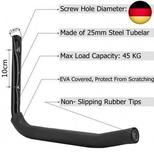 pipabiba Robuste Garagenaufbewahrungs-Radaufhänger, 40 cm Wandhalterung, - Bild 7 von 7