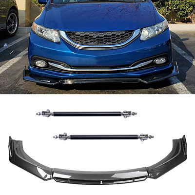 For Mitsubishi Eclipse Carbon Fiber Black Front Bumper Lip Chin Spoiler Body Kit