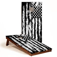 C300 Black American Flag Cornhole Board Wraps LAMINATED Wrap Decal Vinyl Sticker