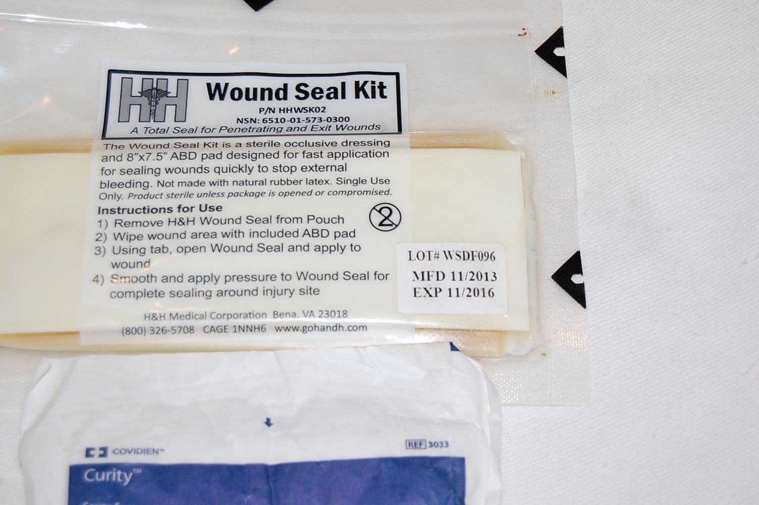 H&H CHEST SEAL EXPIRED 2016 PERFECT FOR PRACTICE TRAINING AID, PLUS 4X4