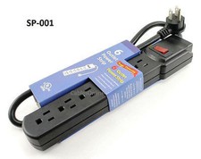 6 Outlet Vertical Surge Power Strip, 90 Joules, w/ 90 Degree 2ft Cable, SP-001