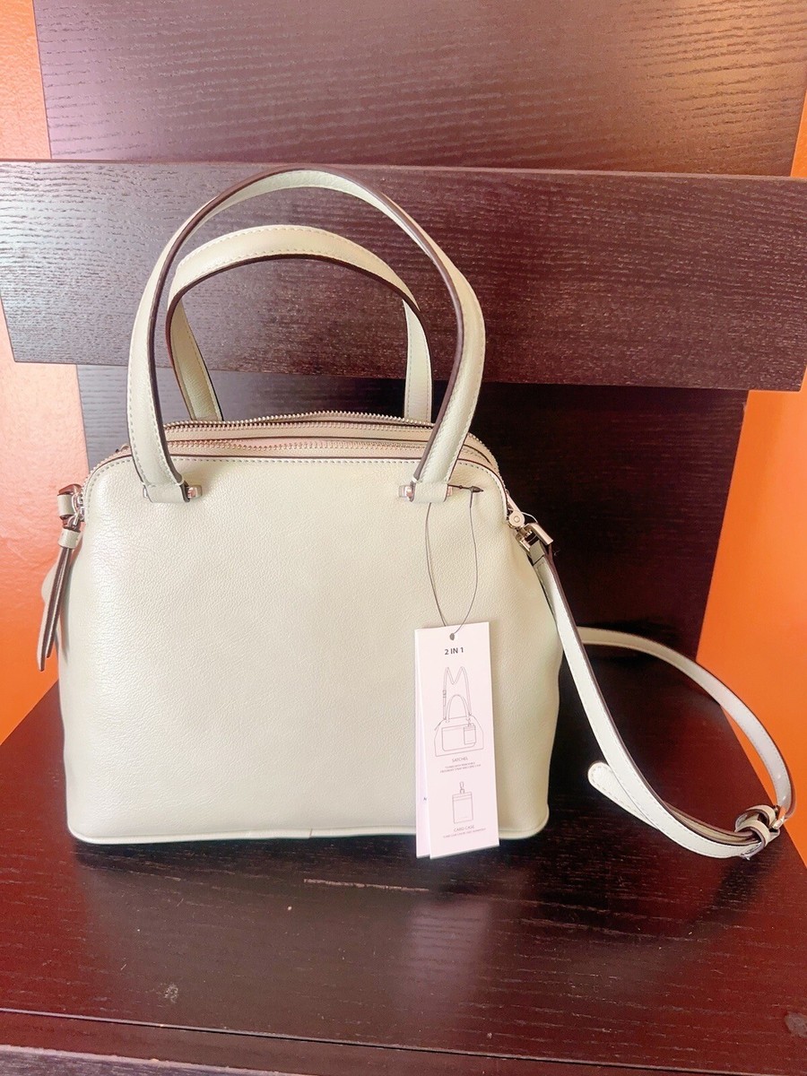 Calvin Klein desert sage Garnet Triple Compartment Zipper Satchel  