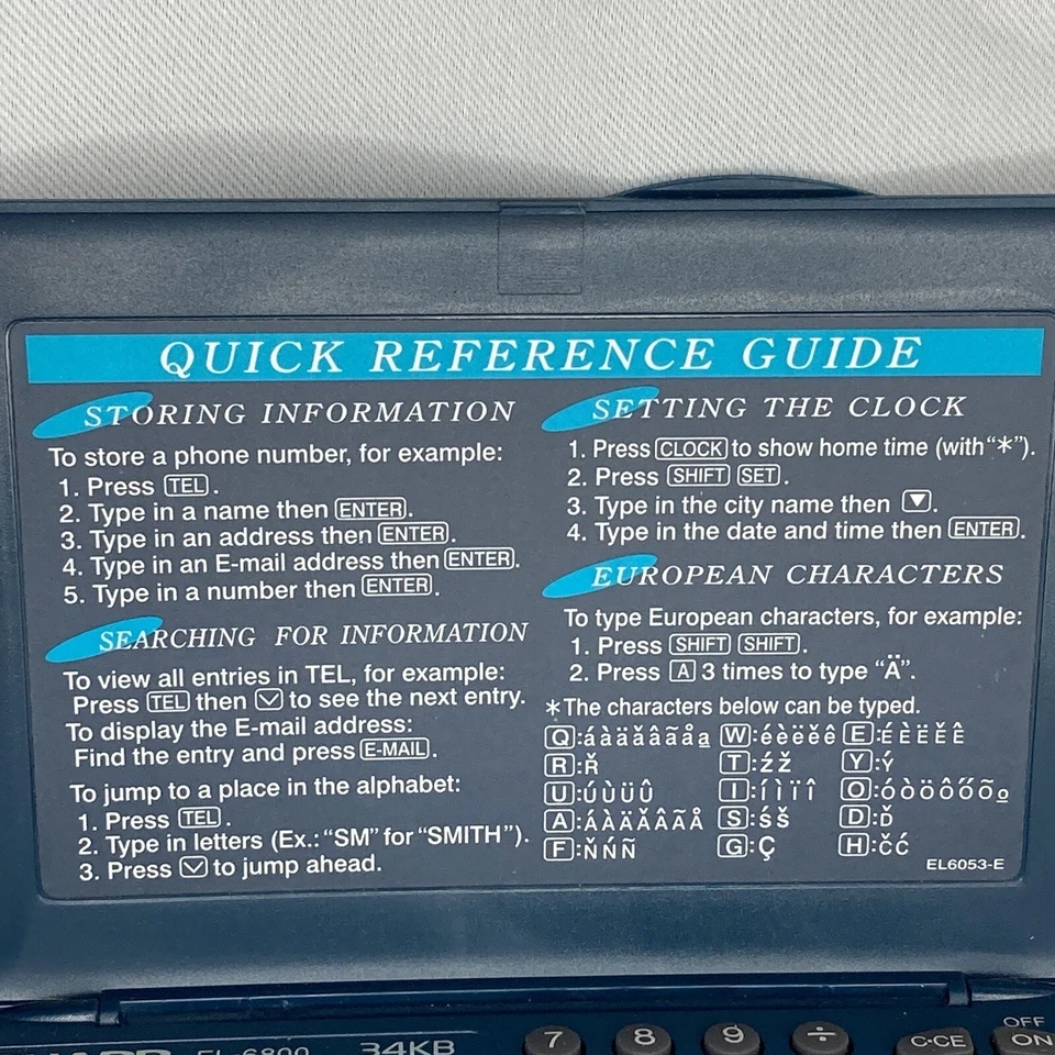 Agenda telefónica organizadora electrónica Sharp Memo Master EL-6800 PDA 3 líneas 34 kb Foto 4 de 4