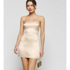Reformation Kosta Mini Dress Sz 2/XS Almond Silk