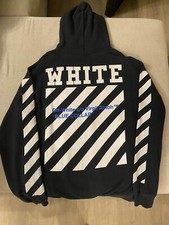 Off White Men's Blue Collar Hoodie Black Large