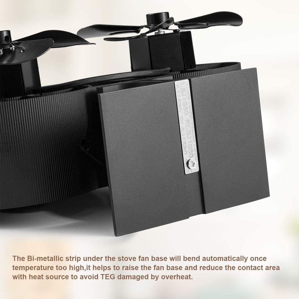 Wood Stove Fan Heat Powered 8 Blades Twin Motor Fireplace Fan Non