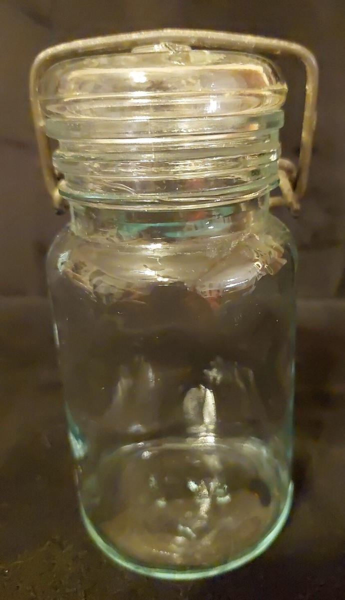その他 jar Glass jar with hinged lid 