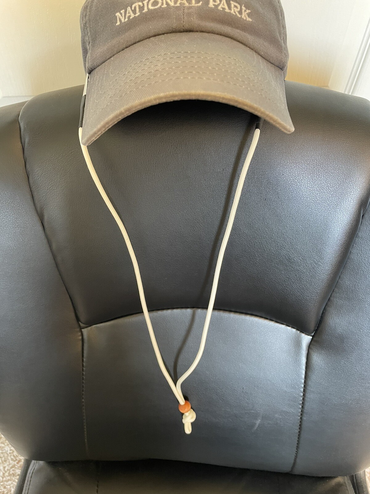 White Clip-On Hat Chin Strap - Adjustable Hat String & Keeper-image