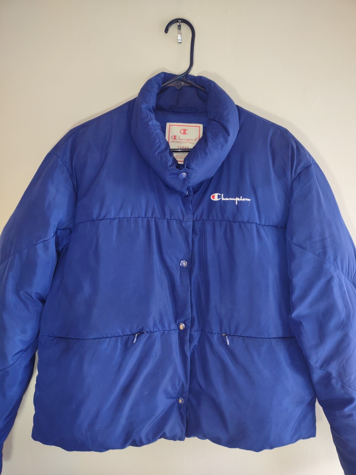 Champion Blue Script Logo Puffer Jacket  Women La… - image 4