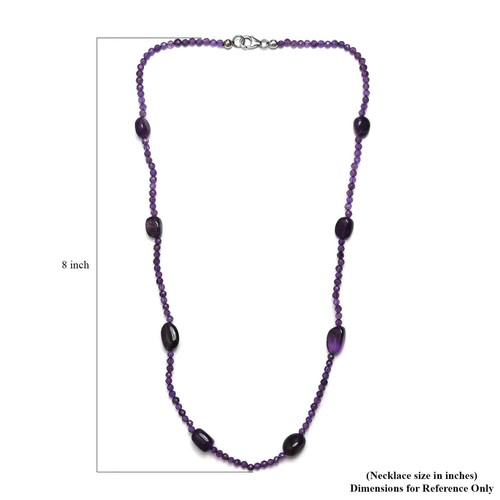 925 Sterling Silver Natural Amethyst Beaded Station Necklace Gift Size 20 Ct 67 - Picture 6 of 9