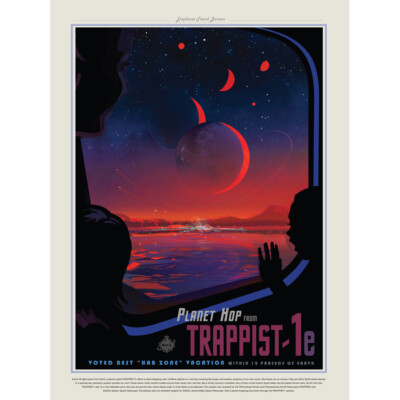 Trappist-1e Planet Hop NASA Weltraumtouren Reisen Kunstdruck Leinwand 30x40 cm
