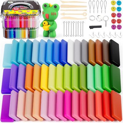 Ifergoo Knete Starter Set- 46 Farben 1.5Kg/52Oz Polymer Clay 5 Modelliermasse Fo