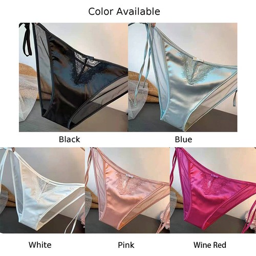 Women Lace-Panties Lingerie Soft Silk Satin Underwear Knickers Briefs Seamless - Picture 8 of 20