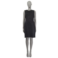 60793 auth DOLCE & GABBANA black Sleeveless JACQUARD Sheath Dress 46 XL