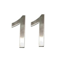 Stick-On House Numbers - No 11 - Stainless Steel - 10cm - Door, Fence, Gate