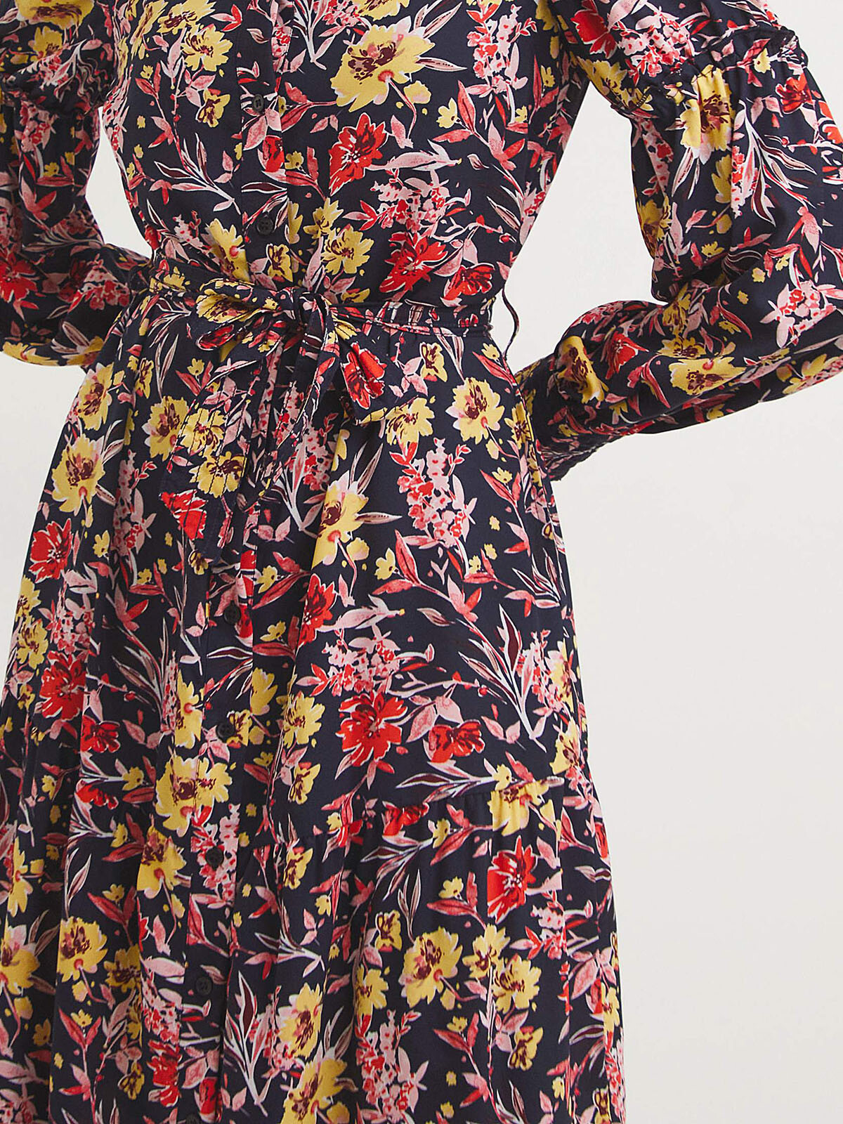 JD Williams Shirt Dress Floral Balloon Sleeve Size 14 16 18 20 22 24 26