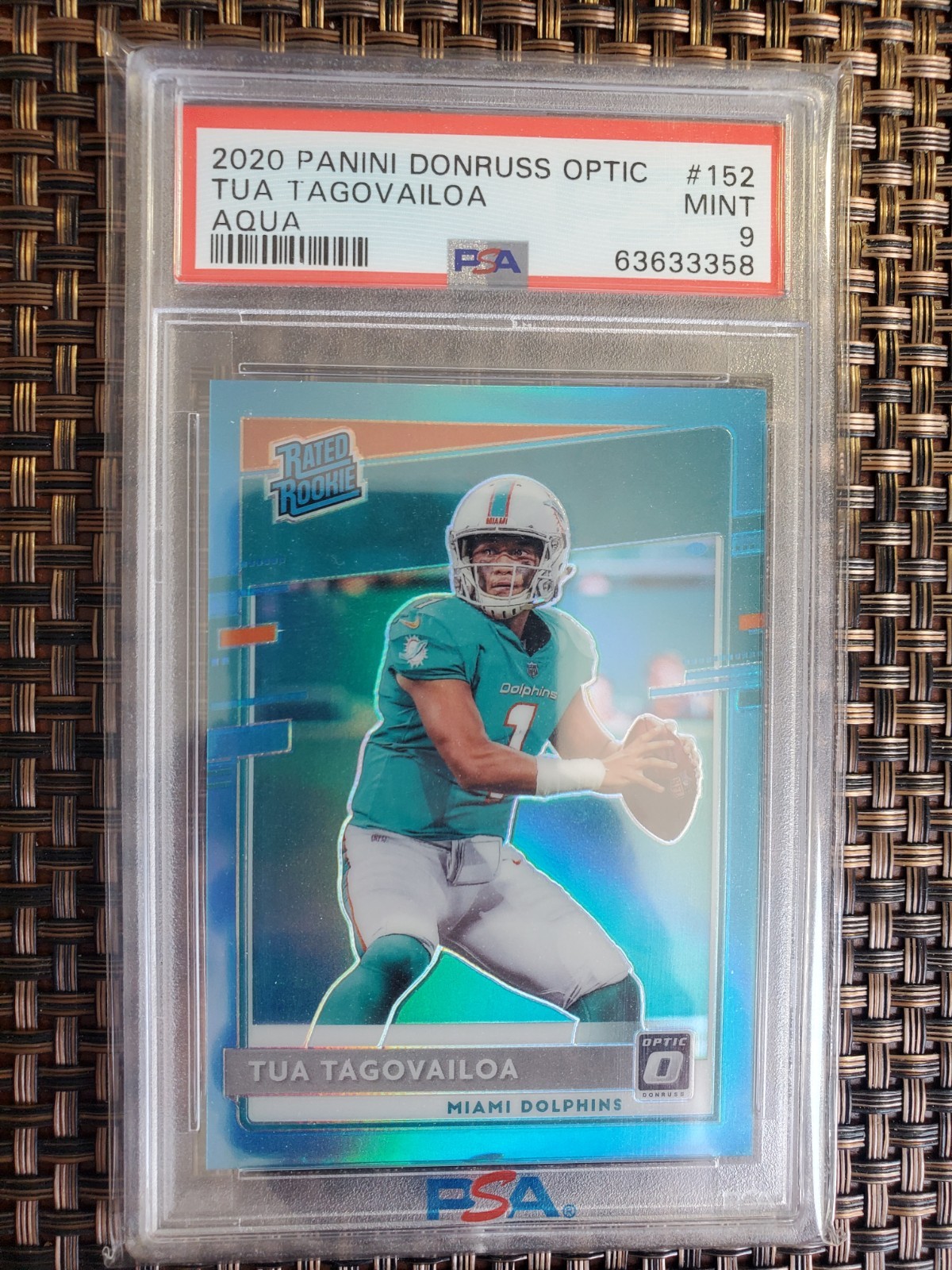 2020 Panini Donruss Optic #152 Tua Tagovailoa PSA Mint 9 Aqua Prizm /299