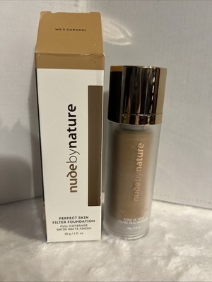 Nude By Nature~PERFECT SKIN FILTER FOUNDATION~W9.5 Caramel~ New ~ Box Torn