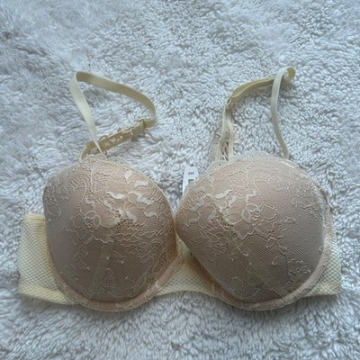 Adore Me NWT Womens PushUp Bra Padded Ivory Lace Sz 34D Sexy Lingerie Casual