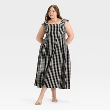 Women's Poplin Midi Dress - A New Day