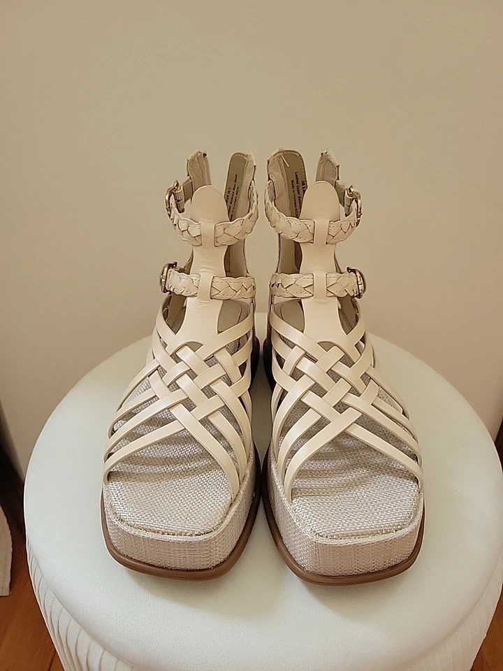 6.5 码 - Sam Edelman Nicki - 亚麻皮革角斗士凉鞋 — 第 4/4 张图片