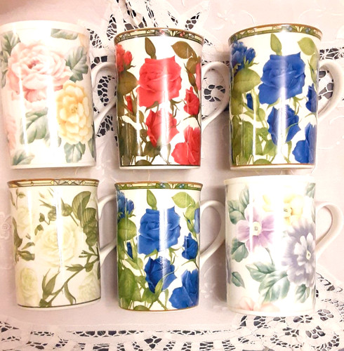 Royal Bone China 6 Mugs, England, Collection Series