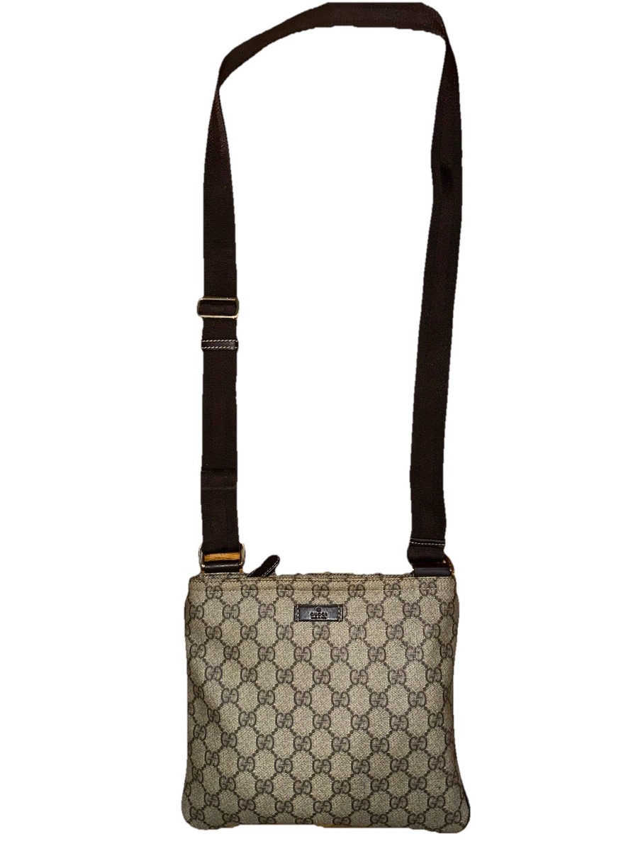 Authentic Gucci GG Supreme Monogram Canvas Messenger Crossbody Bag