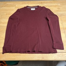 St. John's Bay Men's Classic Long Sleeve Top - Burgundy Waffle Stitch Large