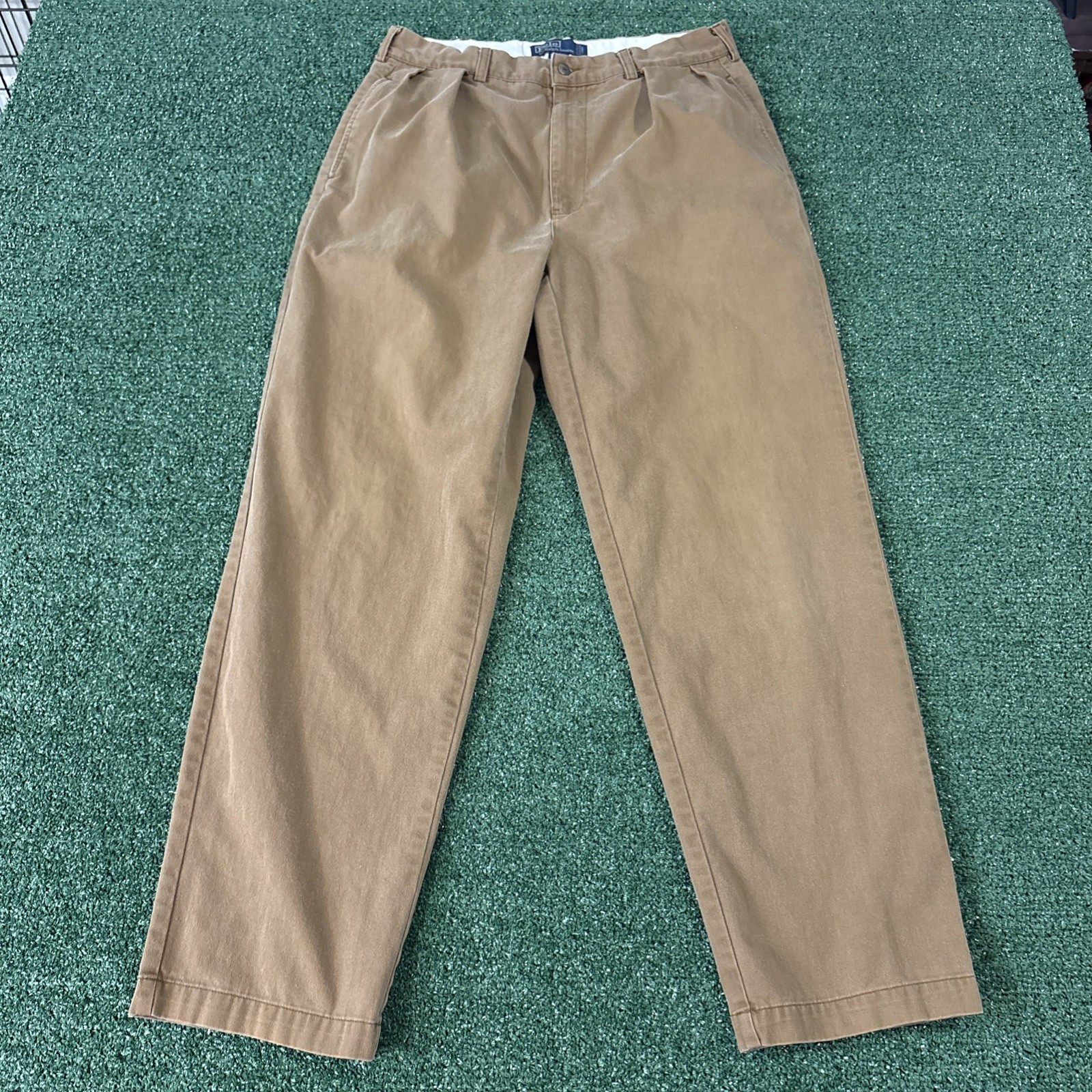 Vintage 90s Polo Ralph Lauren Andrew Pants Men 32x31 Tan Khaki Pleated Chino