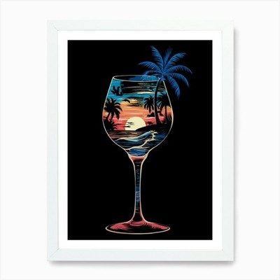 Sunset In A Wine Glass Art Print Framed Wall Art Poster Canvas Print Picture