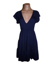 Urban Outfitters Navy Blue Empire Waist Babydoll Dress Size Small V-Neck