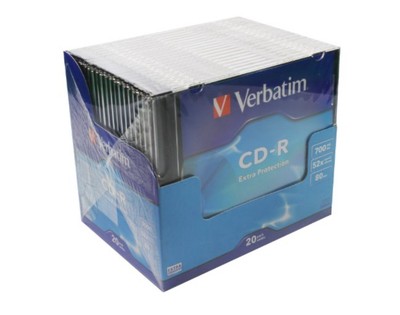 20 x VERBATIM CD-R 52x 700MB DISCS ROHLING mit Slim Case