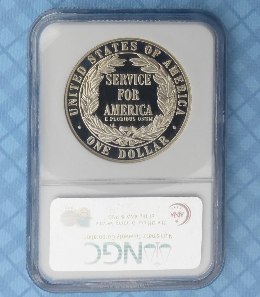 1996 S NGC PF 69 U-Cam National Community Service Silver Dollar, USA $1 Coin