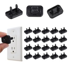 24 Pack Outlet Covers Proofing Safety Plug Covers for 2-Prong, Square Cute Black
