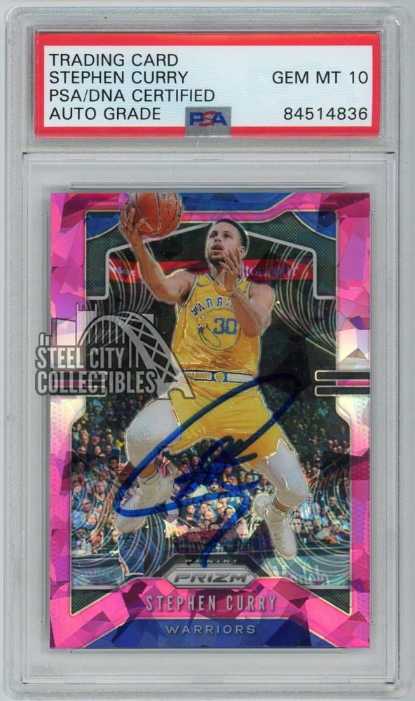 Stephen Curry 2019-20 Panini Prizm Pink Ice Autograph Card #98 PSA/DNA 10
