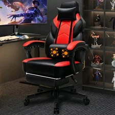 Red Gaming Adjustable Swivel Chair With Footrest Ergonomic Gaming Chair 