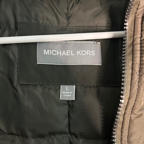 Michael Kors Mens Olive Green Parka Jacket Faux Fur Hood Bib Large Winter jacket - Afbeelding 4 van 14