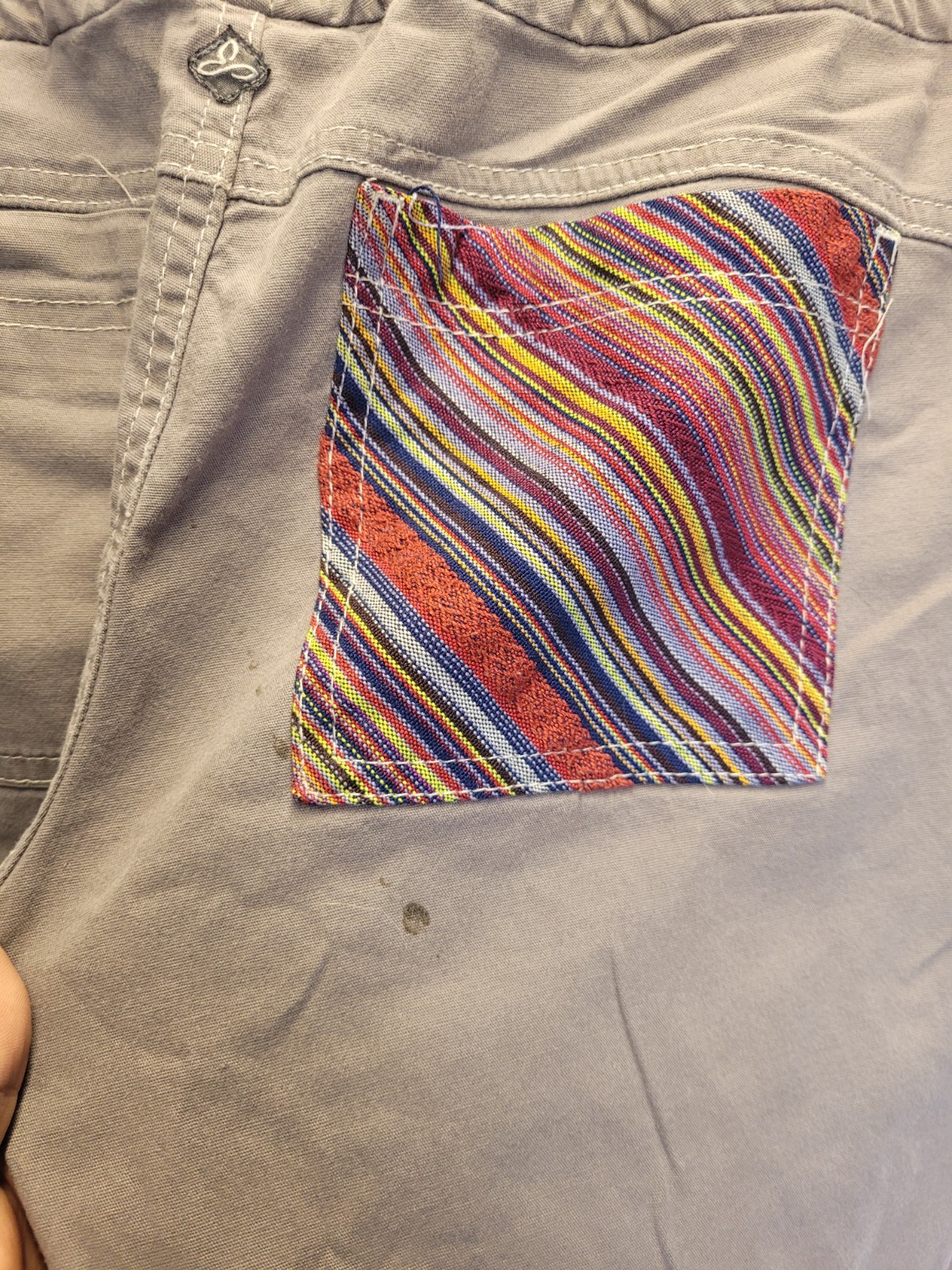 Prana Small Womens Patchwork Pull String Grey Pan… - image 2