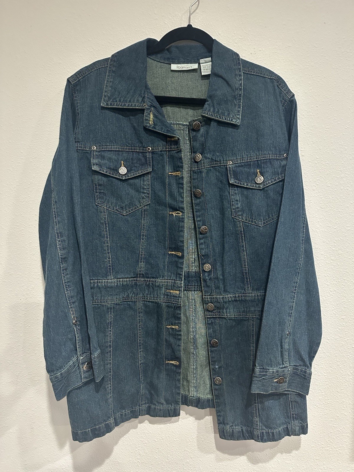 Romans Women's Denim Jacket 20W Blue Buttons Pockets Gently Pre-Owned Dark Wash