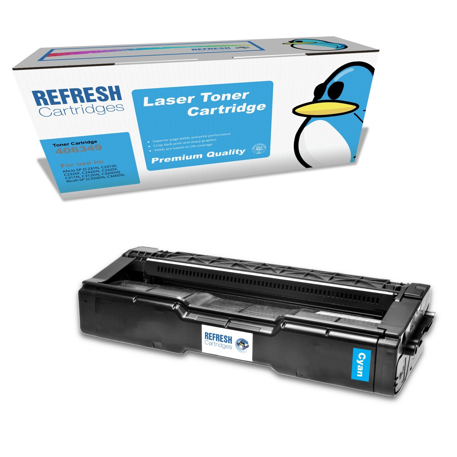 Refresh Cartridges Cyan 406349 Toner Compatible With Ricoh Printers