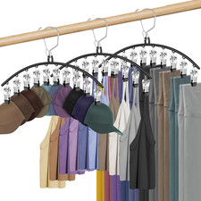 3 Pack Skirt Pants Hangers with Clips, Legging Organizer for Closet Hanging with