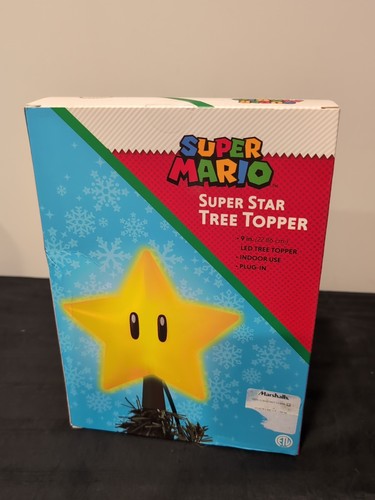 Nintendo Super Mario 9" Super Star Light Up LED Plug In Christmas Tree Topper - Picture 3 of 3