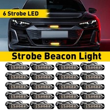 6-led Amber Grill Side Marker Emergency Strobe Light Bar Kit Car Truck 20x Ed 6-led Amber Grill Side Marker Emergency Strobe Light Bar Kit Car Truck 20x Ed